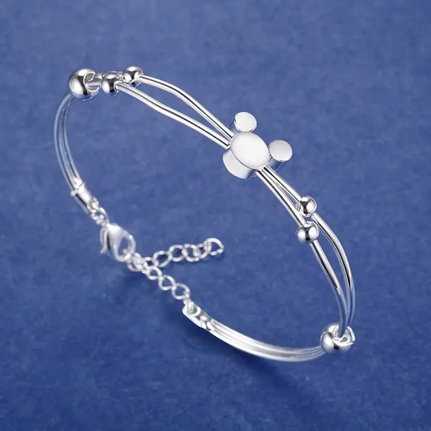 Brazaletes de plata de ley 925 a la moda, dijes de pulsera abiertos bonitos para mujer, joyería de moda, ajuste de tamaño, brazalete para fiesta de boda