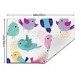 thumbnail image 3 of XMXT 6 Pcs PVC Woven Placemats, Colorful Cartoon Bird Painting Stain Resistant Anti-Skid Place Mats for Dining Table, 12 x 18 inches, 3 of 6