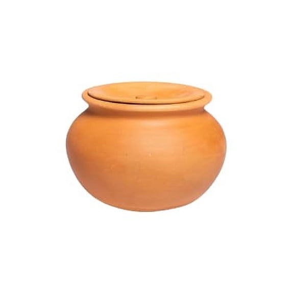 Exclusive Range Unglazed Clay Pot With Lid | Lassi - Dahi - Yoghurt Handi | Biryani Handi | Earthen Kadai | Mud Handi | Mitti Ke Bartan With Lid 2.5 Liters, Pack Of 2