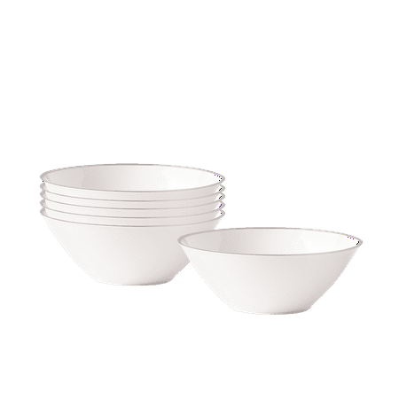 

[20 Pack - 6 oz] Plastic Soup Bowls Disposable Silver Rimmed Plastic Dinner Bowls Salad Bowls - Cereal Bowls for Holidays Parties Weddings Fancy Disposable Dinnerware - Posh Setting