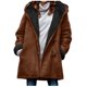 thumbnail image 2 of Abrigo informal de manga larga con capucha y chaquetas para mujer, abrigo informal de invierno de talla grande, liso, de terciopelo, abrigo de manga larga con bolsillos y botones, abrigo para mujer, 2 of 6