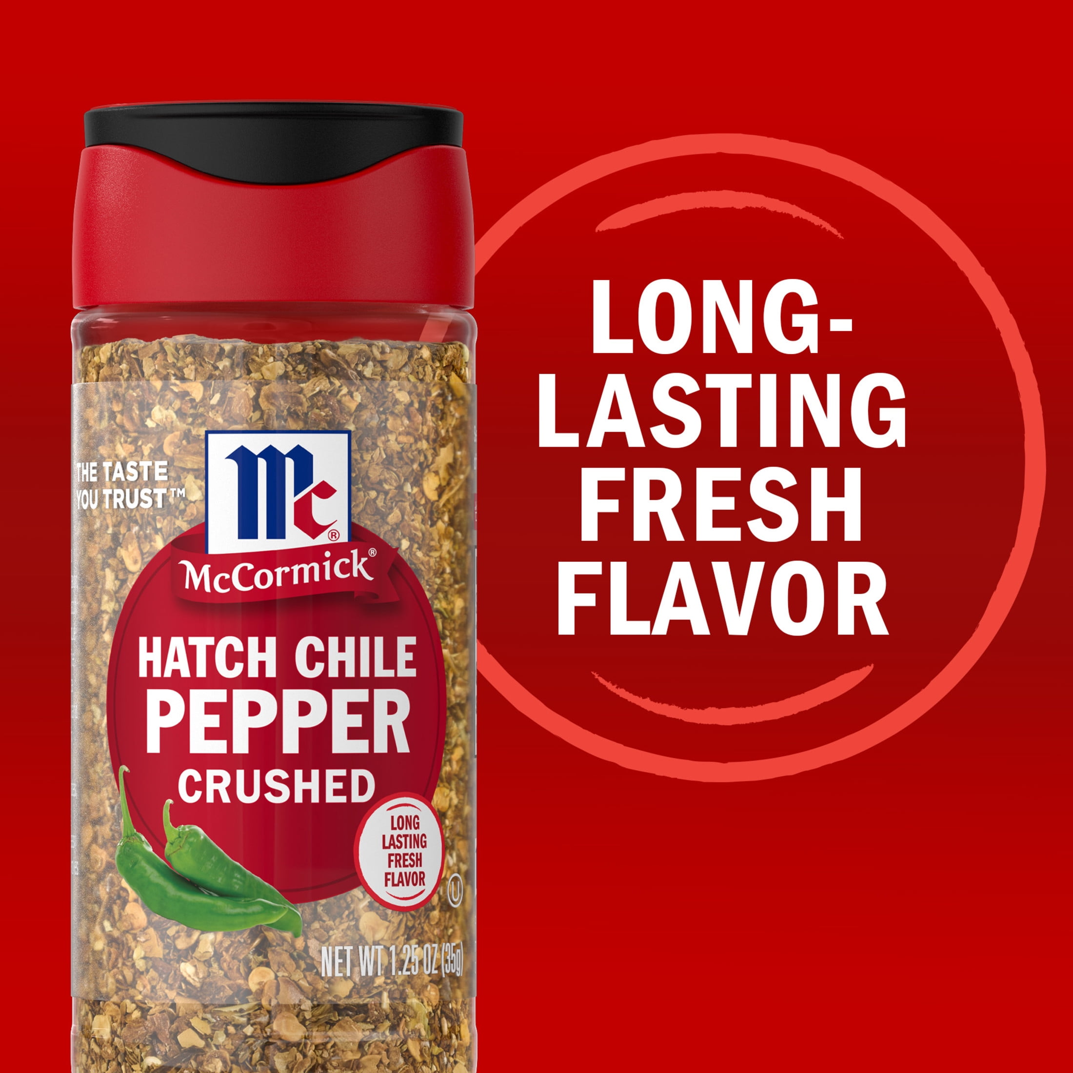 (4 pack) McCormick Crushed Hatch Chile Pepper, 1.25 oz Bottle