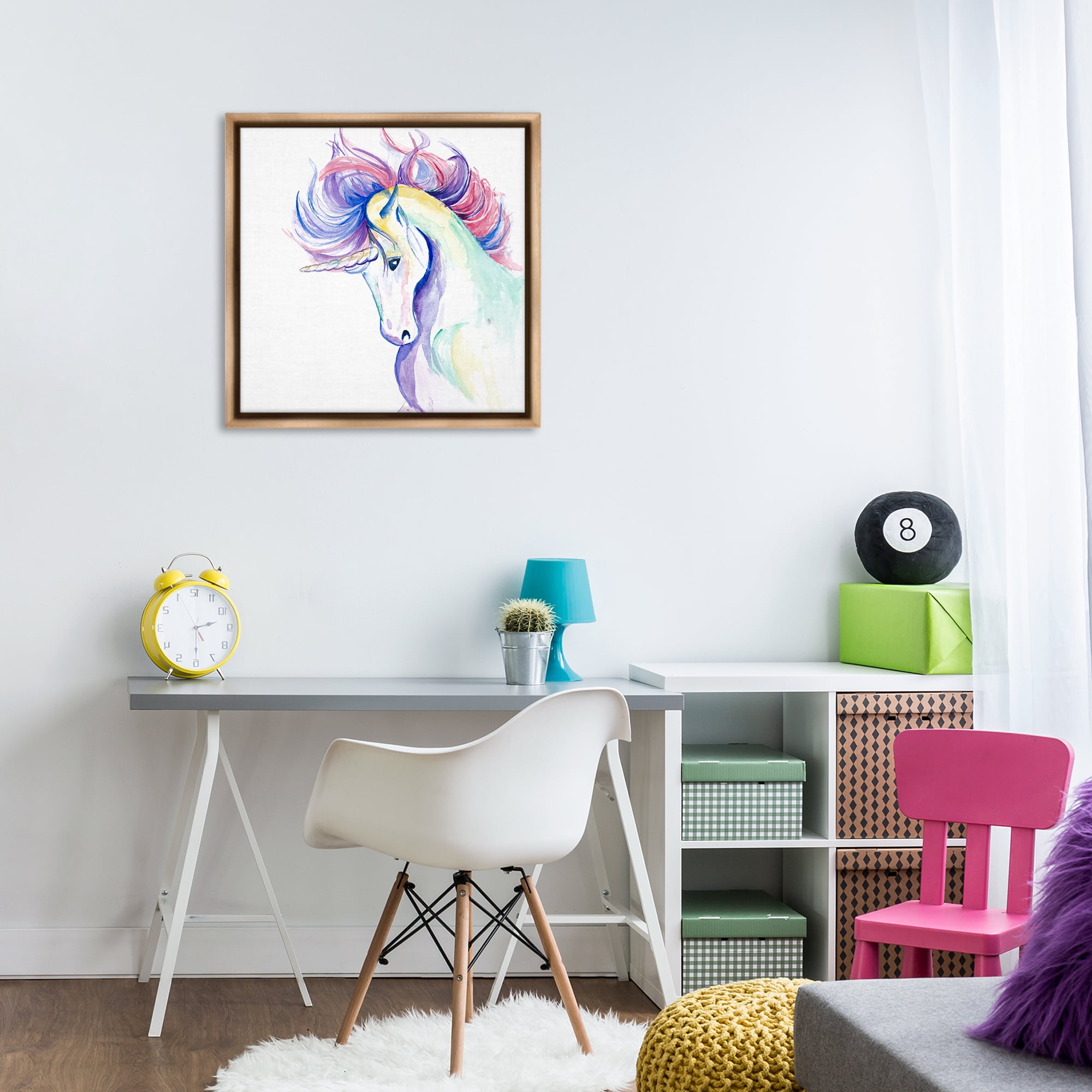Stupell Industries Windblown Mane Unicorn Fantasy & Sci-Fi Painting Brown Floater Framed Canvas Art Print Wall Art, 25 x 25