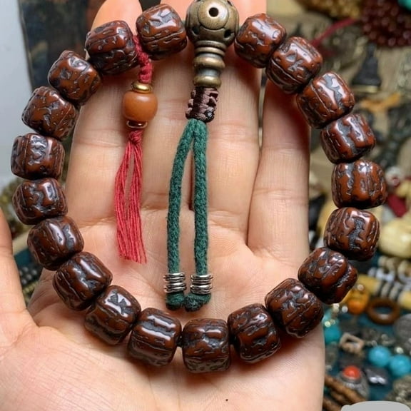 Tibetan Bodhi Beads Mala Vintage Style Buddhist Prayer Beads Handheld Vajra Ornament Spiritual Meditation Accessory