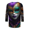 thumbnail image 5 of YOIAVAIOY Women Holiday Tee Shirts Crew Neck 3/4 Sleeve Carnival Print T Shirt Loose Fit Party Soft Comfy Tops Multicolor XXXL, 5 of 5