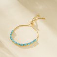 thumbnail image 4 of Gold-Tone Cubic Zirconia Rectangle Micro Pave Smooth Slider Bracelet Blue T120, 4 of 6