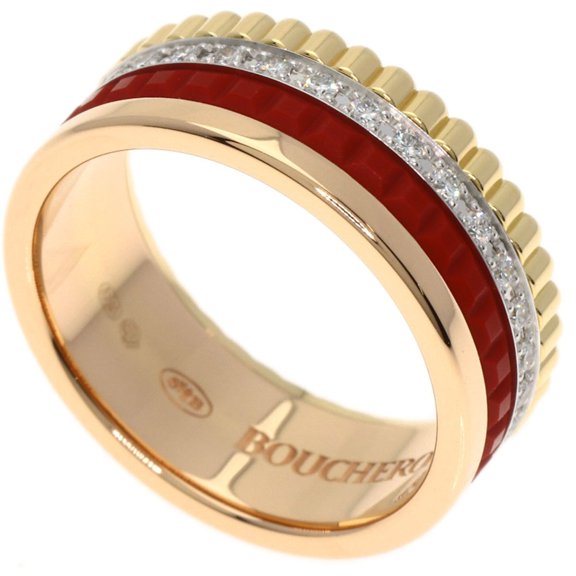 Pre-Owned Boucheron Quatre Small Red Ceramic Diamond Ring JRG0293847 18K Pink Gold Women's