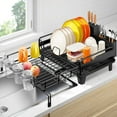 thumbnail image 1 of Este extensible para secar platos, este multifunción para encimera de cocina, escurridor de platos expandible sobre fregadero, colador de platos grande con soporte para tazas, 1 nivel, 1 of 9