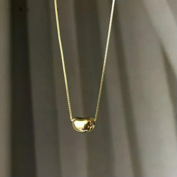 K-KED Women's Fashion 18K Gold Plated Stainless Steel Acacia Bean Delicate Jewelry Necklace-Gold