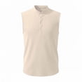 thumbnail image 4 of VgaVtl Tank Tops for Men Summer Big and Tall Turtleneck Shirts for Men Sleeveless Workout Button Solid Color Yellow Tops, 4 of 6