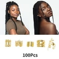 thumbnail image 3 of Unique Bargains 100 Hair Cuffs Dreadlock Hollow-out Dreadlock Hair Clips Gold Tone Silver Tone, 3 of 5