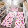 thumbnail image 2 of Pink Football and Flowers Pattern Kitchen Rugs Sets Of 3,Kitchen Runner Rugs Non Skid Washable,Decorative Kitchen Floor Mats for Kitchen,Sink,Laundry,17"x30"+ 17"x47" + 17"x59", 2 of 6