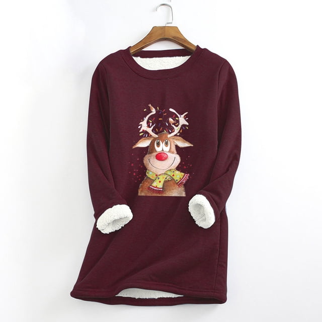 Tenues d'Hiver Grande Taille pour Femmes, Mode Décontractée d'Hiver, Chandail à Manches Longues, Col Rond, sous-Couche Chaude en Peluche, Tenues de Travail pour Femmes en Liquidation