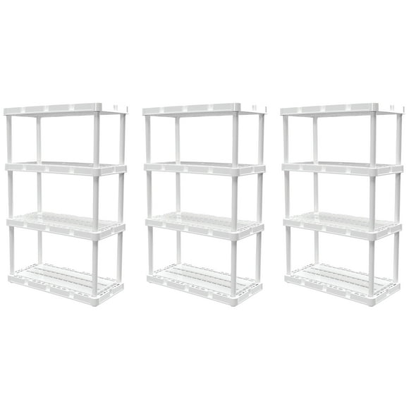 Gracious Living 4 Shelf Knect-A-Shelf Storage Unit, White (3 Pack)