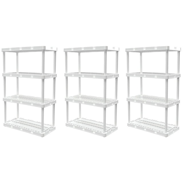 Gracious Living 4 Shelf Knect-A-Shelf Storage Unit, White (3 Pack)