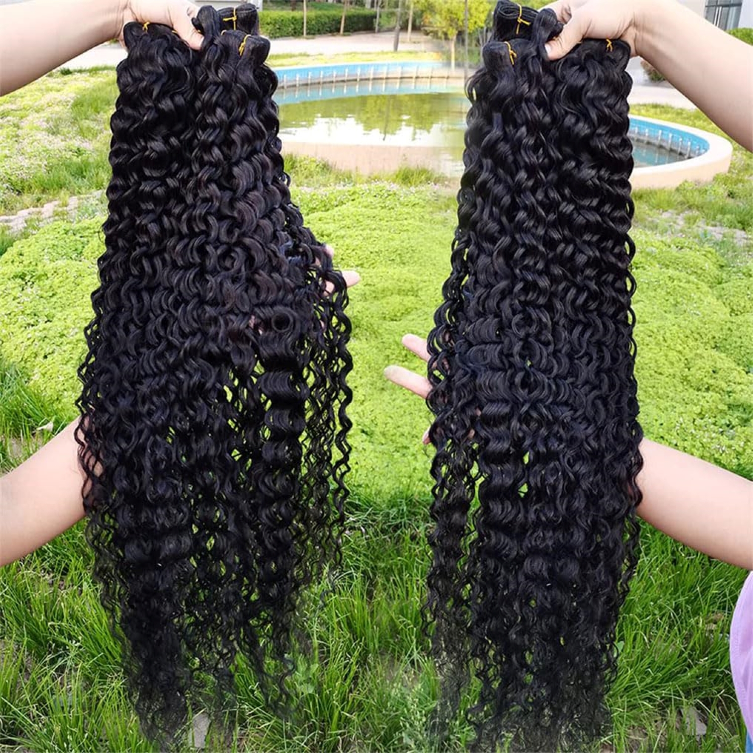 ASHINE Water Wave Bundles Human Hair 10A Brazilian Virgin Human Hair 24 inches Double Weft Natural Black Color Glueless for Women