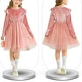 thumbnail image 6 of Spazoro Girls Princess Dress, Sequin Mesh Crew Neck Long Sleeve Dresses for Party Pink Size 6-7 T, 6 of 9
