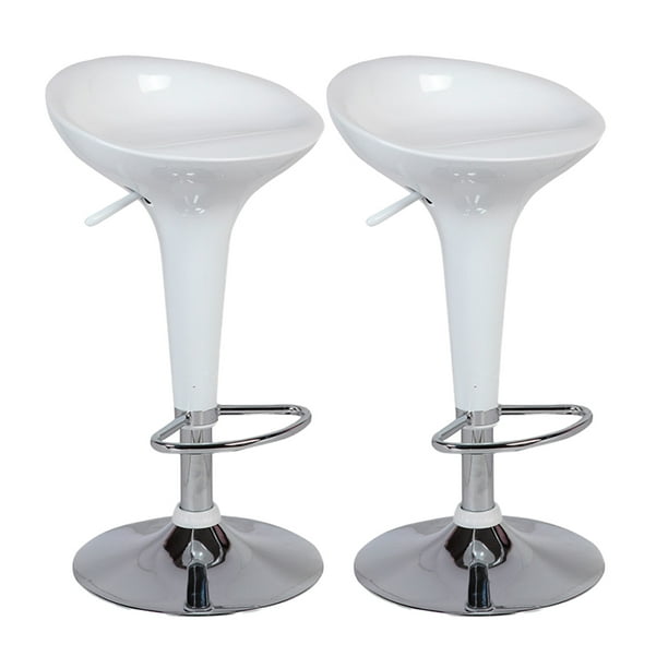 SET DE 2 BANCOS PARA BARRA REDONDOS CON ALTURA AJUSTABLE COLOR BLANCO
