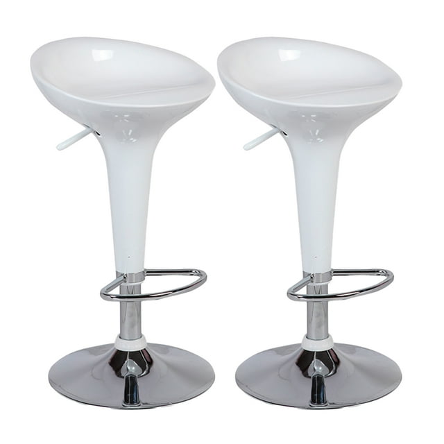 SET DE 2 BANCOS PARA BARRA REDONDOS CON ALTURA AJUSTABLE COLOR BLANCO