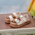 thumbnail image 2 of (0-3.5Years) Boys Girls Vintage Double Buckle Sandals Closed Toe Anti-Kick Soft Non-Slip Sole Summer Shoes for Toddler Baby Kids White 9 Toddler(27), 2 of 8