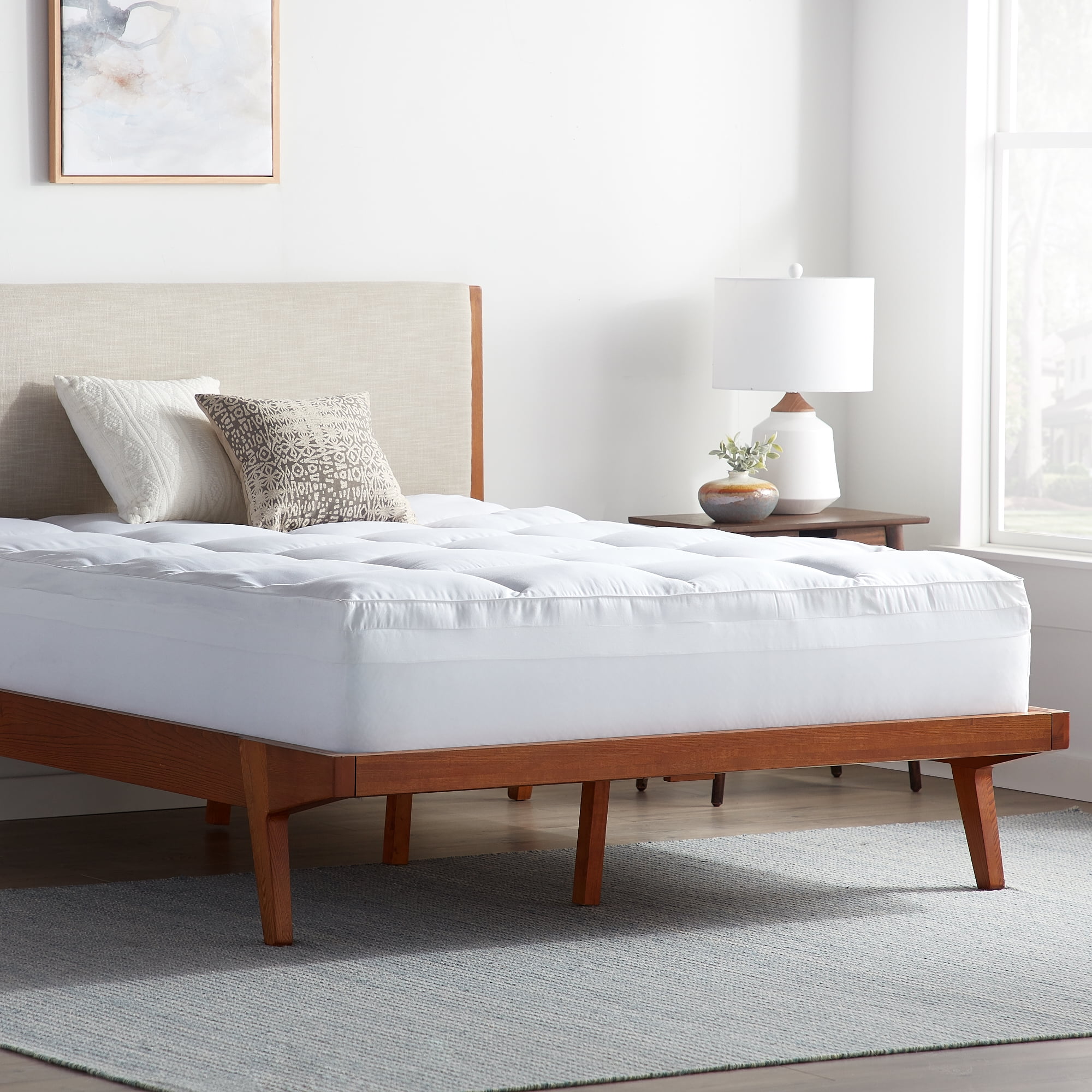 Rest Haven 2-in-1 Dual 4" Down Alternative Plush and Gel Memory Foam Mattress Topper, Twin-XL