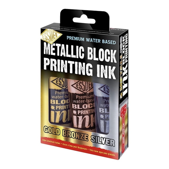 Essdee Premium Water Based Block Printing Ink Set - Metallic Set of 3, 100 ml Tubes