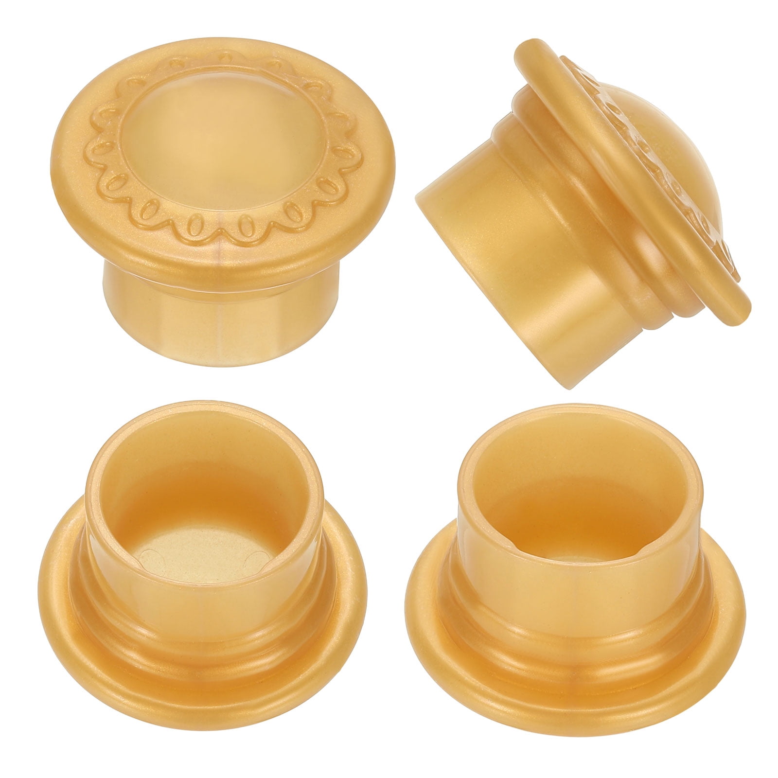 Unique Bargains Curtain Rod Ends Plastic Drapery Rail Pole Head Cap Modern Gold