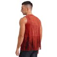 thumbnail image 2 of YONGHS Gilet Sans Manches Vintage en Faux Suède à Franges Rivets Hippie pour Hommes Rouge TG, 2 of 5