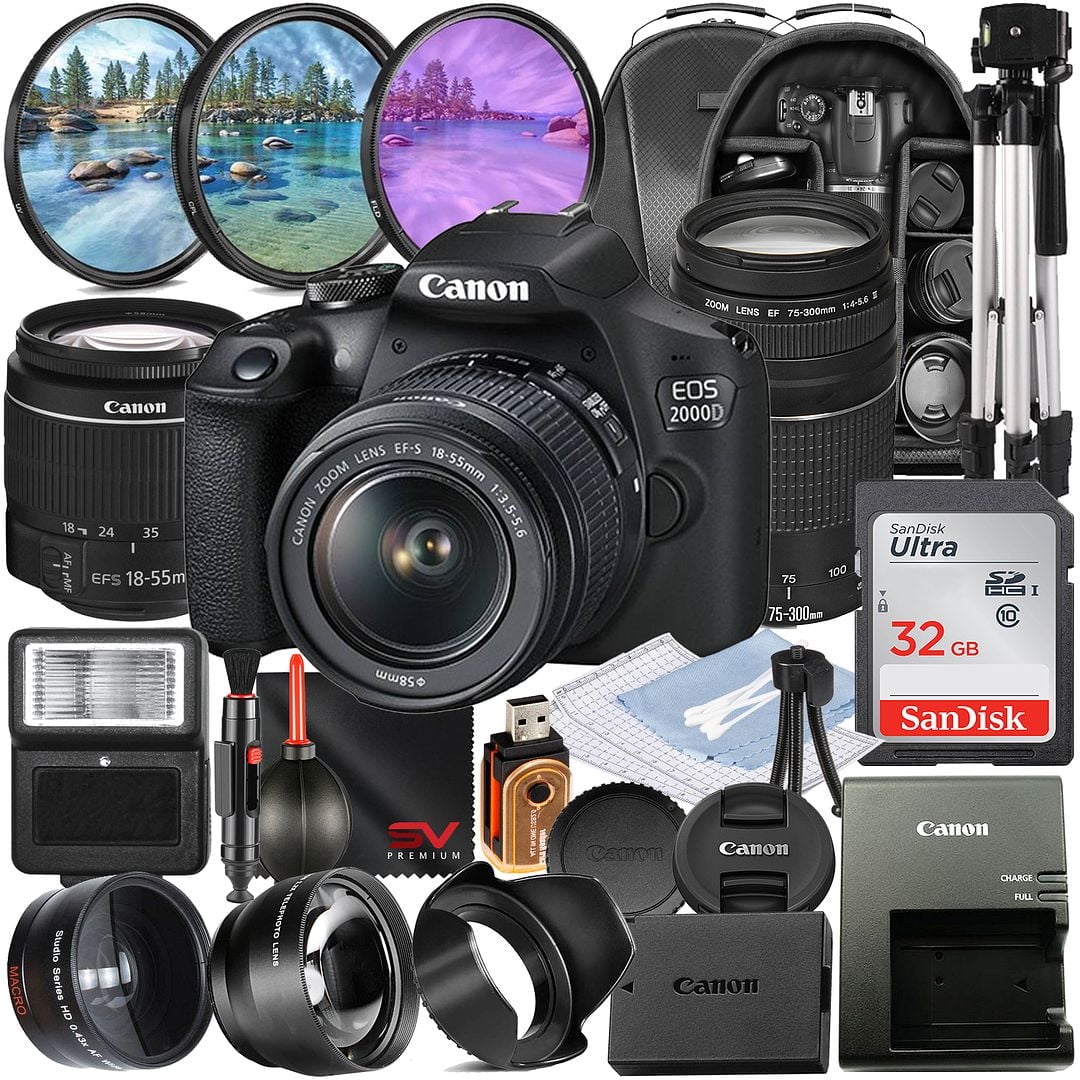 Canon EOS Rebel T7 DSLR Camera, Sensor, 18-55mm and 75