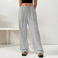 thumbnail image 4 of Gray Linen Pants Women's Spring and Summer Thin Solid Color Cotton and Linen Pocket Pants Casual Pants, 4 of 6