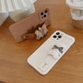 thumbnail image 5 of Cute Fluffy Plush Bear Wrist Strap Stand Solid Color Soft  for iPhone Case (White,iPhone 13 Pro), 5 of 7