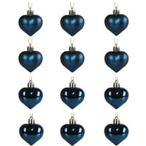 Hmgxay 12PC 2" Heart-shaped Christmas Ornaments, Romantic Heart-shaped Decorations for Holiday Trees, Cute Heart Baubles for Festive Celebrations(Dark Blue)