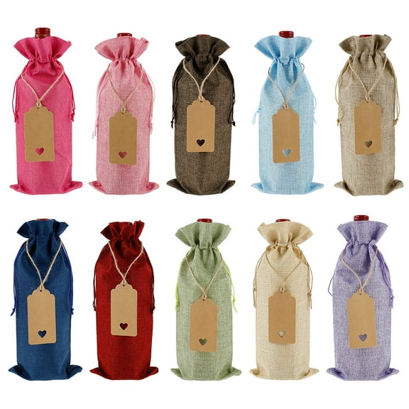 ODOMY 10Pcs Wine Bottle Gift Bags Cover For Party Wedding Xmas Bag All Occasions