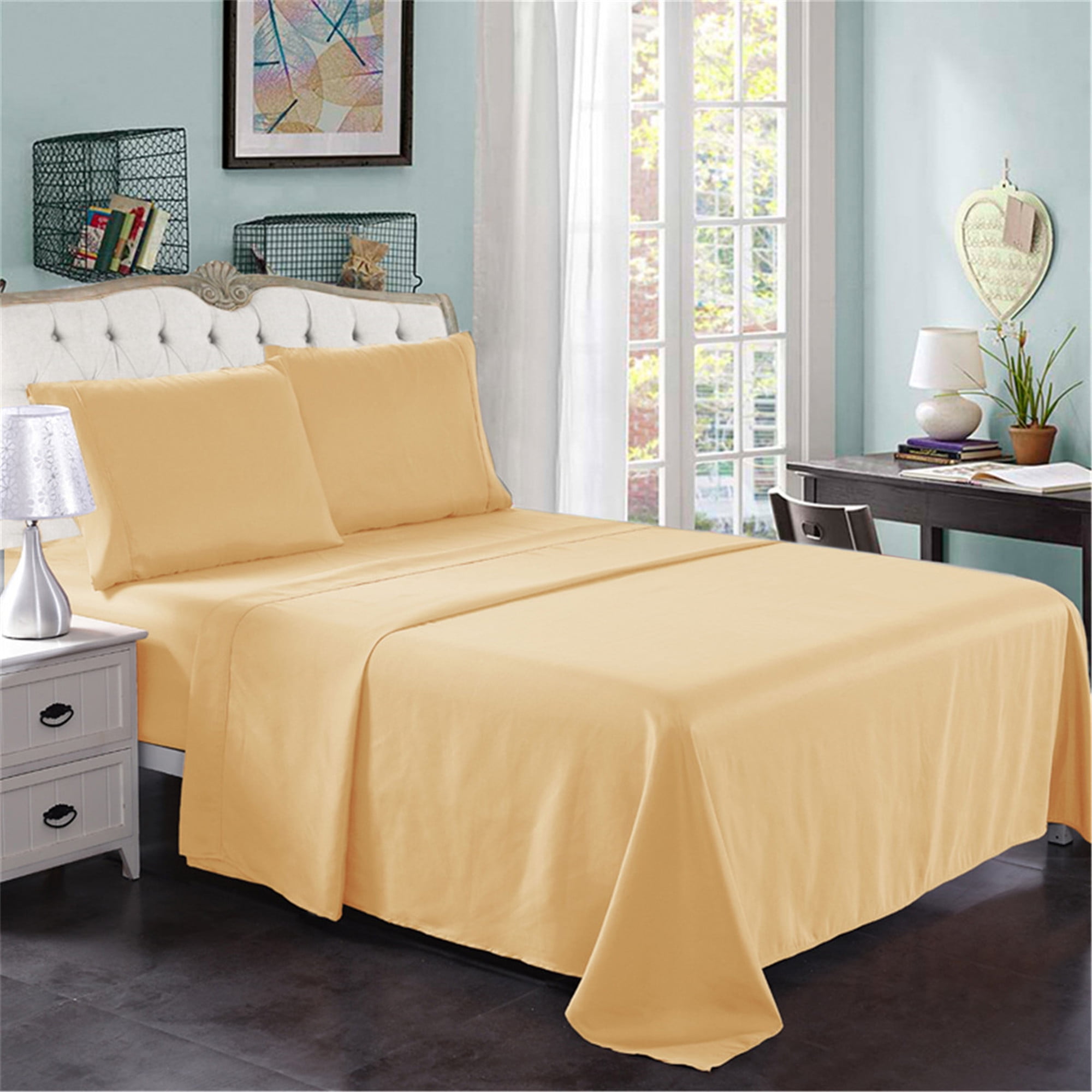 Hotel Luxury Bed Sheets 4 Pieces Extra Soft 14" Deep Pocket