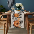 thumbnail image 2 of Halloween Table Runner - 48 Inch Long, Kitchen Dining Table Runner Dresser Scarves, Watercolor Country Orange Grey Pumpkin Skull Farmhouse Decor for Coffee Tables Wedding Party Banquet, 2 of 8