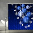 thumbnail image 2 of Merry Christmas Shower Curtain Blue Christmas Balls Snowflake Winter Holiday Fantasy Background Happy New Year Dream Xmas Ball Fabric Bathroom Decor Set with Hooks(70" WX70 H), 2 of 3