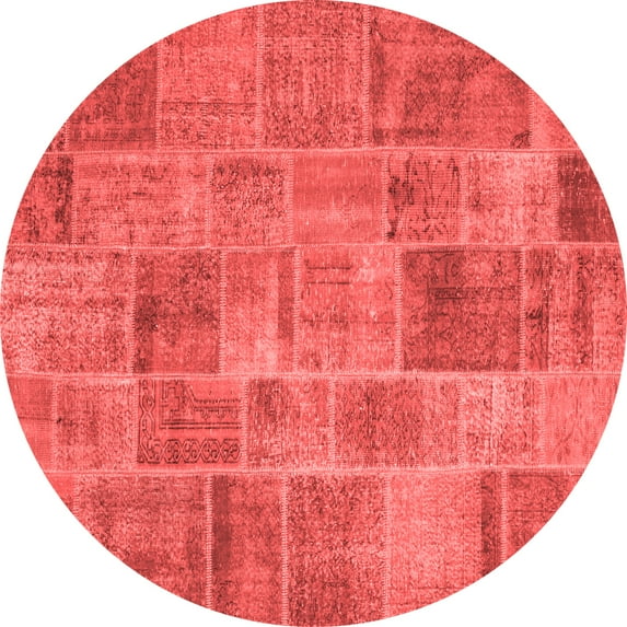 Ahgly Company Indoor Round Patchwork Red Transitional Area Rugs, 8' Round