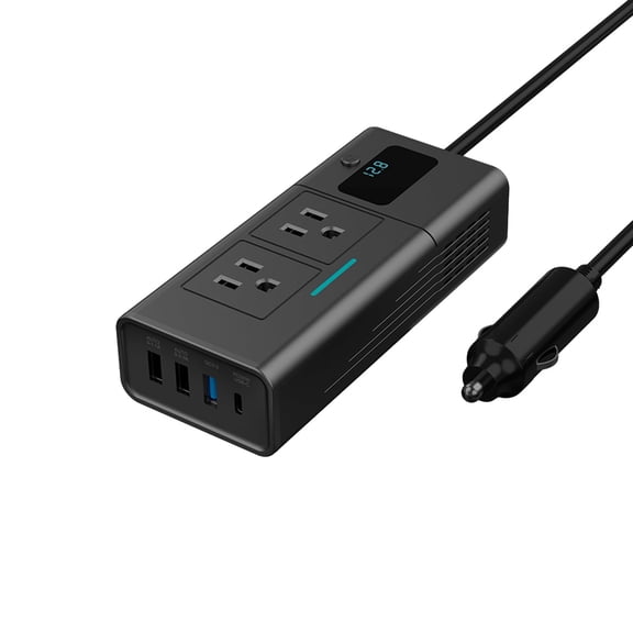 200W Car Power Inverter 12V To 110V Usa Outlet Dual Usb Qc3.0 Pd Fast Charging Port Plastic Auto Converter
