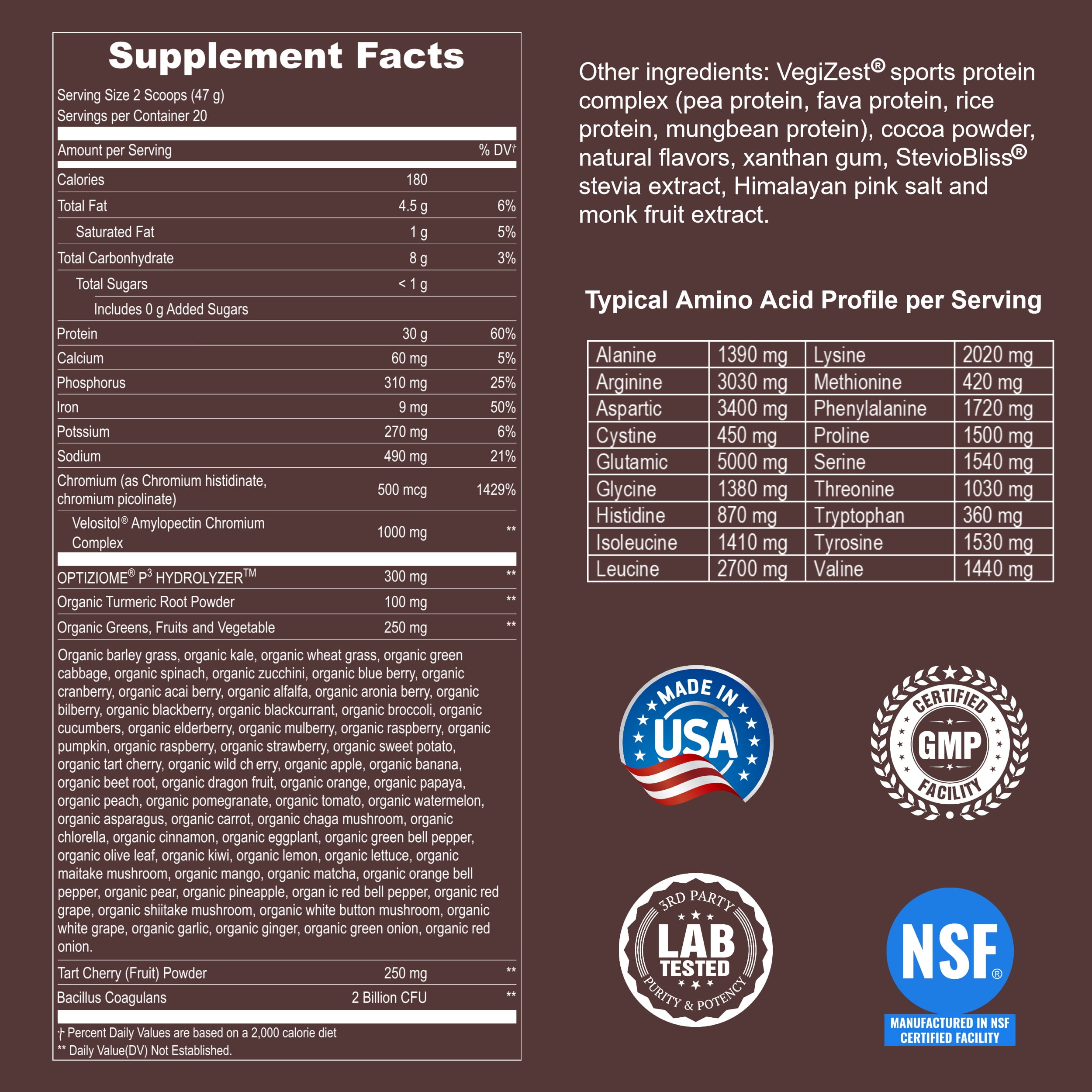 Vegan Sport Protein Powder Chocolate 20 servings – 30g Plant Based Protein, VELOSITOL, BCAAs, Organic Greens & Fruits, Probiotics, Tart Cherry for Post Workout Recovery, Inform Sports Certified Keto