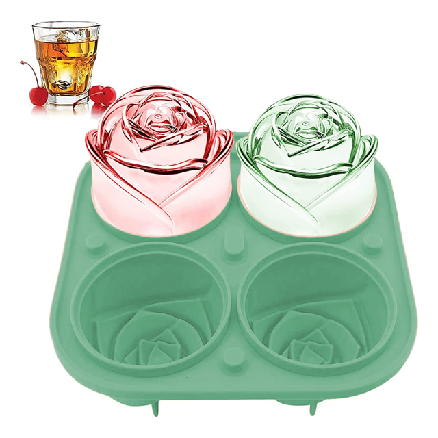 Moldes para cubitos de hielo en forma de rosa, de silicona, con forma de flor y forma de cubo redondo para enfriar whisky, cócteles, jugo de bourbon, sin BPA