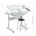 thumbnail image 3 of Royard Oaktree Drafting Table with Tilting Glass Tabletop, Height and Angle Adjustable Drawing Desk with Storage Drawers, Metal Work Station with Stool for Artist Painters Home Office, White, 3 of 7