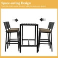 thumbnail image 2 of Outdoor Patio Bar Set, Bar Height Patio Dining Set, Weather-Resistant Bistro Counter Pub Set with Cushions & Slatted Tabletop for Backyard (Black, 47" Wide Table, 4 Vertical Back stools), 2 of 6
