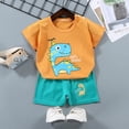 thumbnail image 2 of Baby Toddler Boy Summer Clothes Short Sleeve Dinosaur Graphic T-Shirt Pocket Elastic Shorts 2 Piece Set Kaprioy Boy Suit Set, 2 of 4