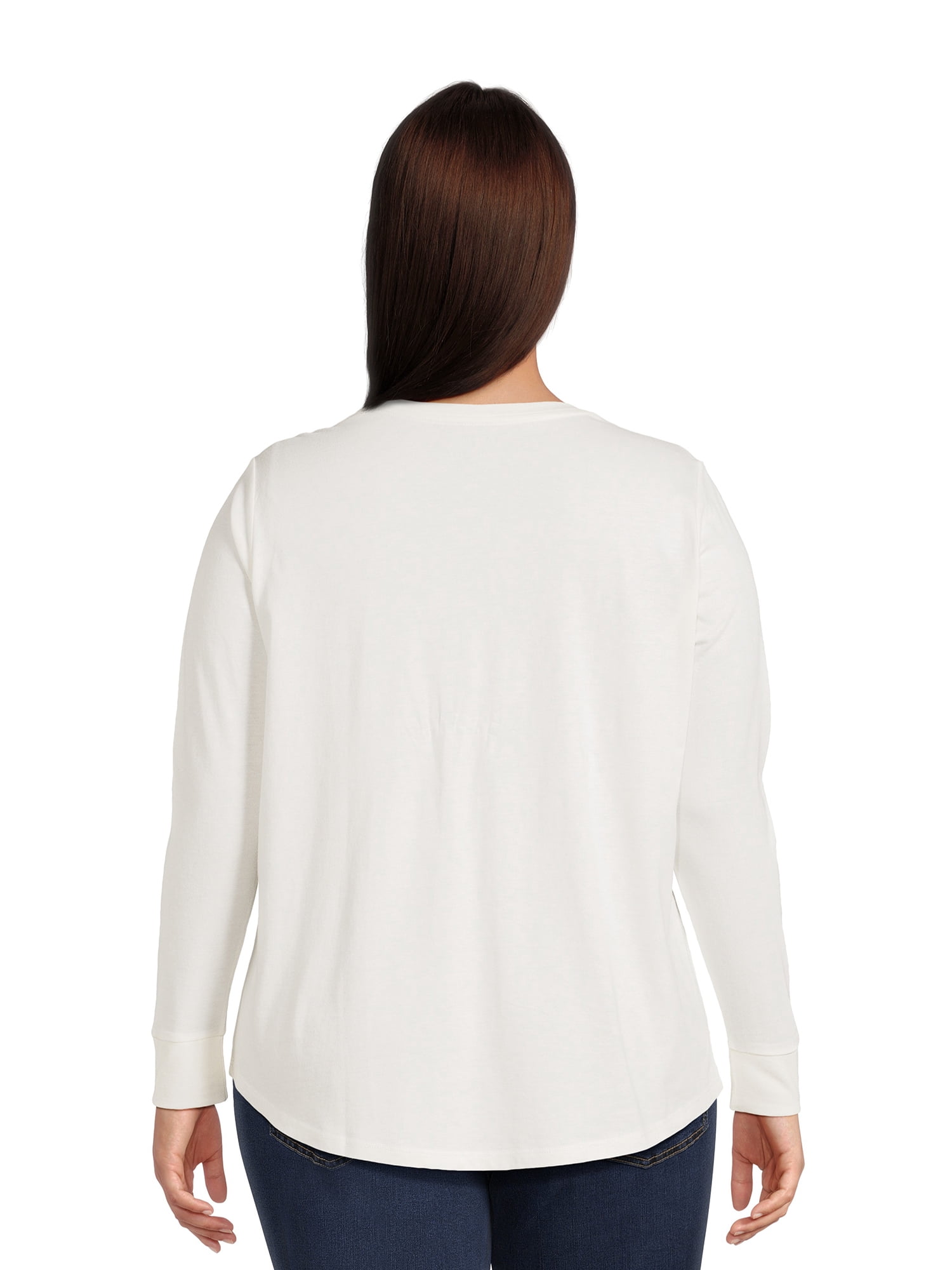 Terra & Sky Women's Plus Size Long Sleeve V-Neck T-Shirt, 2-Pack