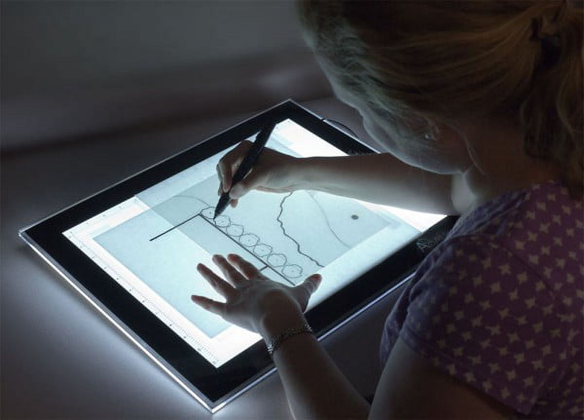 Acurit Light Tracing Tablet for Artist, Cartoonist, Animation, Drawing, Sketching- Adjustable LED Brightness Levels - Includes Upsyde Leaning Angle Pucks - Tablet Size 11-5/8" x 15"