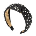 thumbnail image 1 of Diadema de mujer con cristales perlados y nudos de Unique Bargains Estilo clásico y casual Diadema negra 5.31"x1.97", 1 of 7