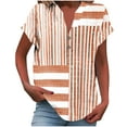 thumbnail image 2 of Vekome Womens Short Sleeve Tee Shirts Plus Size Pullover Tops V Neck Casual Tee Shirts Button Striped Summer Blouses, 2 of 5