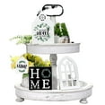 thumbnail image 3 of 4 Pieces Tiered Tray Decor Home Tier Tray Decor Farmhouse Mini Wood Decor Decorative Trays Signs Rustic for Home Table Kitchen Office, 3 of 5