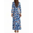 thumbnail image 4 of WTOBBY Women's Fashion Floral Print 3/4 Sleeve Loose Casual Dress, Comfortable Flowy Midi Sundress with Feminine Silhouette for Daily Wear,Royal Blue L, 4 of 4