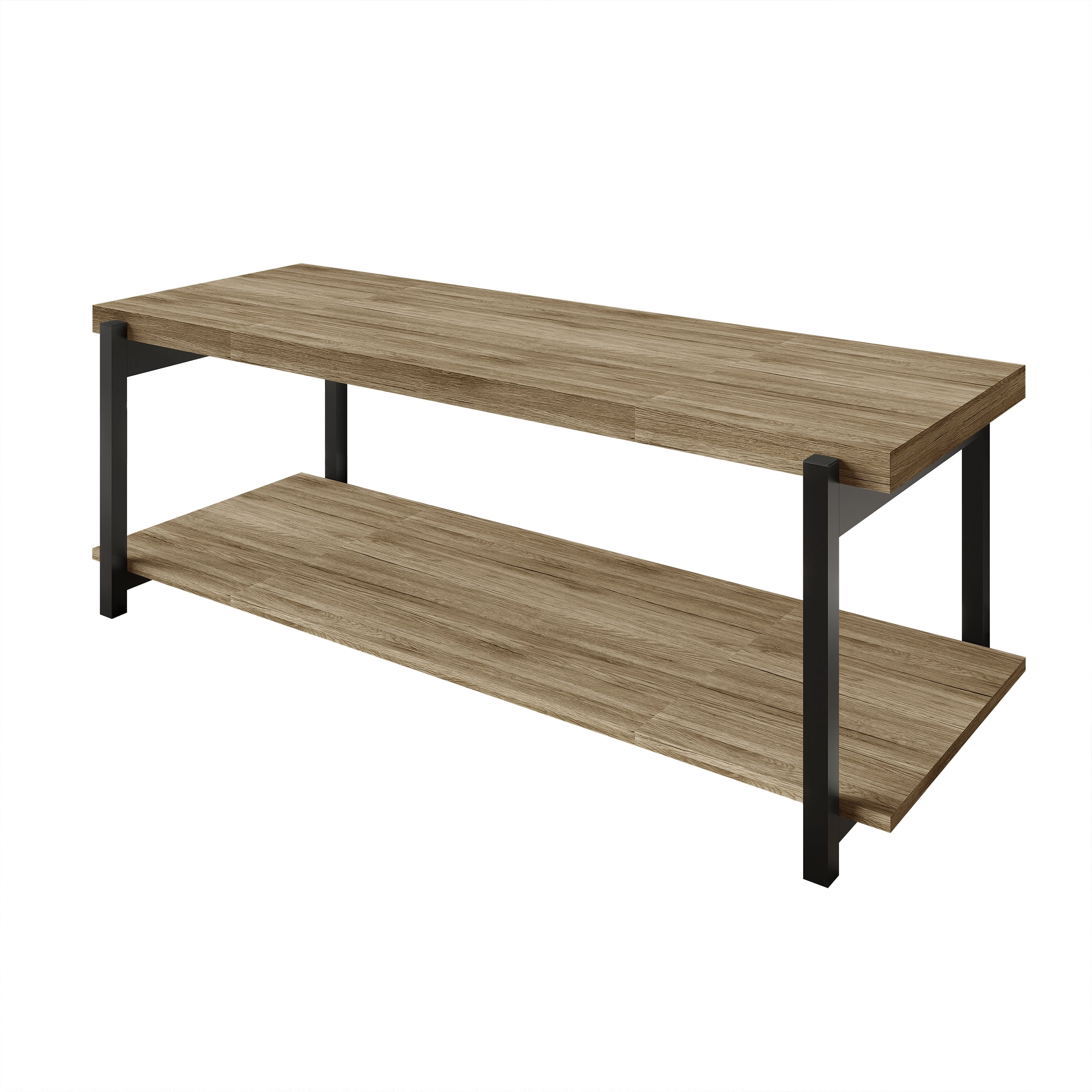 Castle Place Rustic Metal TV Console for TVs up to 48", Brown Oak